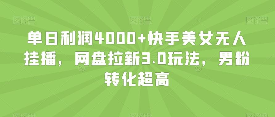 单日利润4000+快手美女无人挂播，网盘拉新3.0玩法，男粉转化超高【揭秘】-知识创作