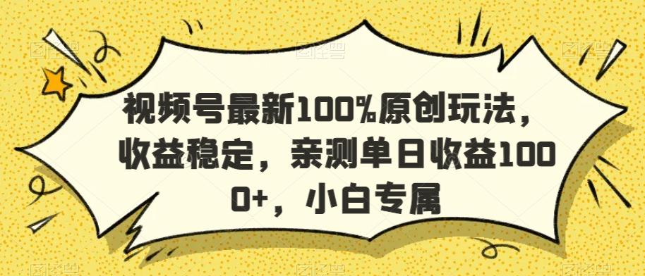视频号最新100%原创玩法，收益稳定，亲测单日收益1000+，小白专属【揭秘】-知识创作