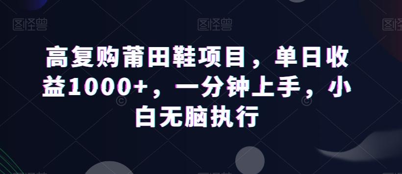 高复购莆田鞋项目，单日收益1000+，一分钟上手，小白无脑执行-知识创作