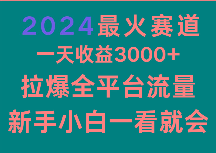 2024最火赛道，一天收一3000+.拉爆全平台流量，新手小白一看就会-知识创作