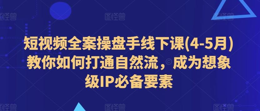 短视频全案操盘手线下课(4-5月)教你如何打通自然流，成为想象级IP必备要素-知识创作