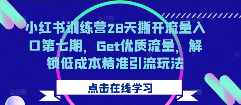 小红书训练营28天撕开流量入口第七期，Get优质流量，解锁低成本精准引流玩法-知识创作