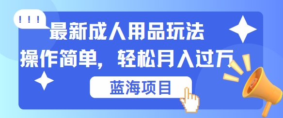 最新成人用品项目玩法，操作简单，动动手，轻松日入几张【揭秘】-知识创作