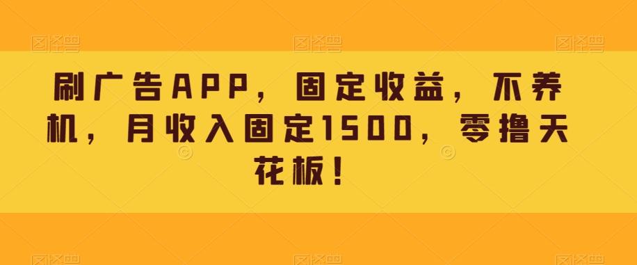 刷广告APP，固定收益，不养机，月收入固定1500，零撸天花板！-知识创作