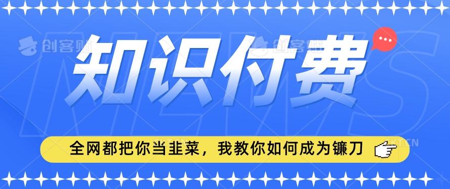 2024最新知识付费项目，小白也能轻松入局，全网都在教你做项目，我教你做镰刀【揭秘】-知识创作