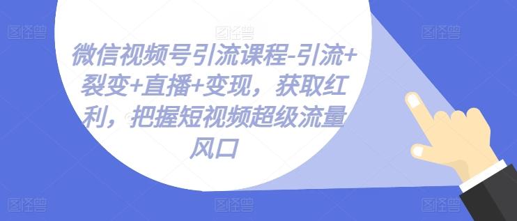微信视频号引流课程-引流+裂变+直播+变现，获取红利，把握短视频超级流量风口-知识创作