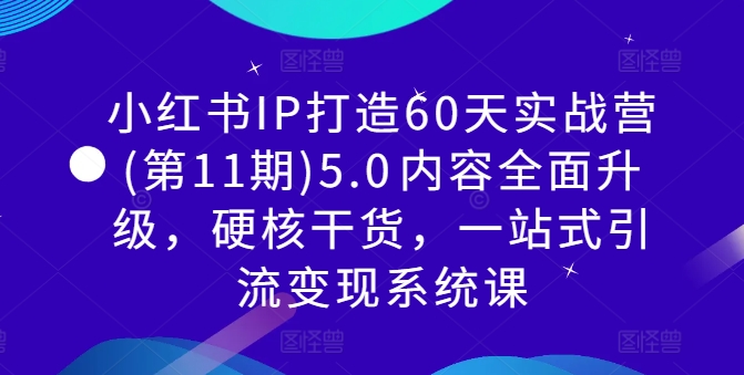 小红书IP打造60天实战营(第11期)5.0​内容全面升级，硬核干货，一站式引流变现系统课-知识创作