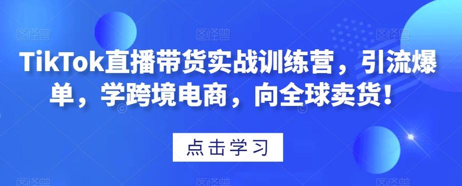 TikTok直播带货实战训练营，引流爆单，学跨境电商，向全球卖货！-知识创作