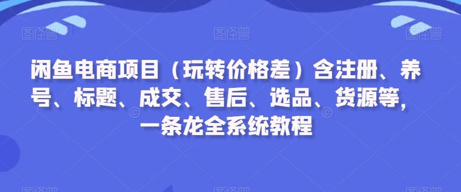 闲鱼电商项目(玩转价格差)含注册、养号、标题、成交、售后、选品、货源等，一条龙全系统教程-知识创作