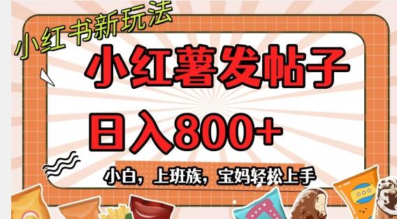 小红薯发日常帖子，日入800+小白专属项目可批量操作-知识创作
