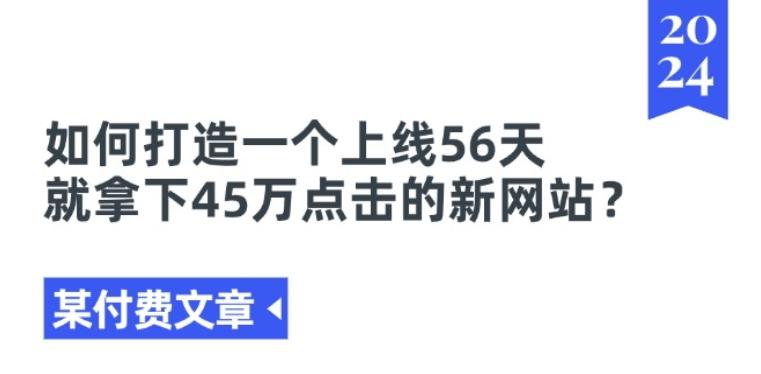 某付费文章《如何打造一个上线56天就拿下45万点击的新网站?》-知识创作
