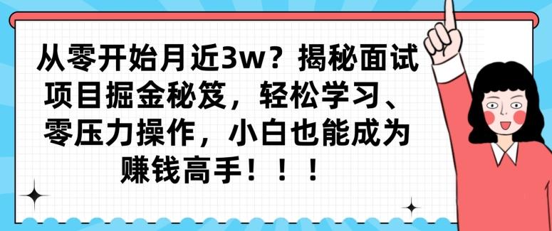从零开始月近3w？揭秘面试项目掘金秘笈，轻松学习、零压力操作，小白也能成为赚钱高手-知识创作