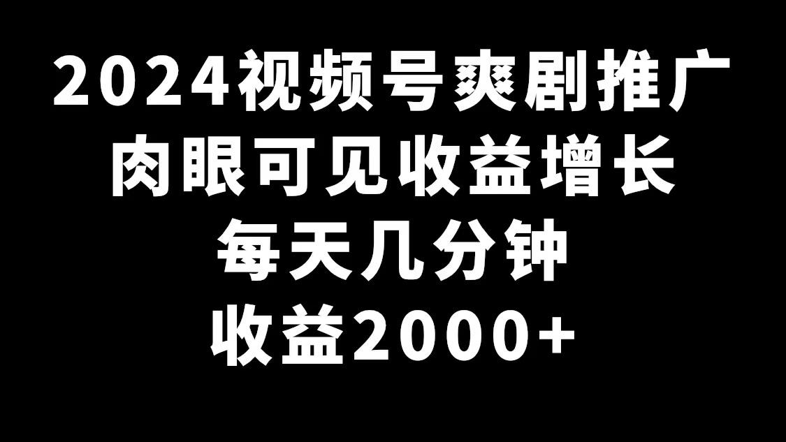 2024视频号爽剧推广，肉眼可见的收益增长，每天几分钟收益2000+-知识创作