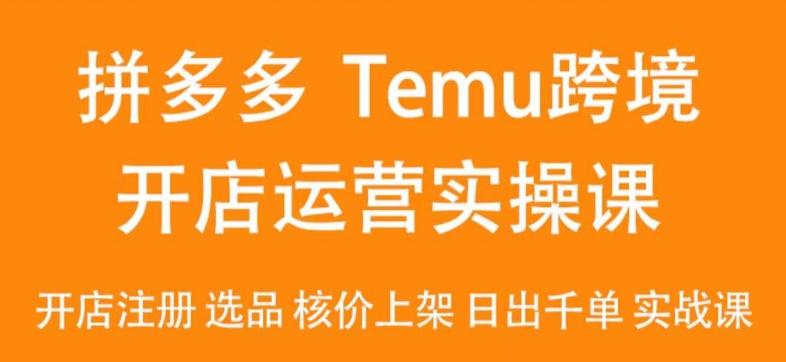 2024Temu最新玩法，Temu跨境开店运营实操课，开店注册/选品/核价上架/日出千单实战课-知识创作