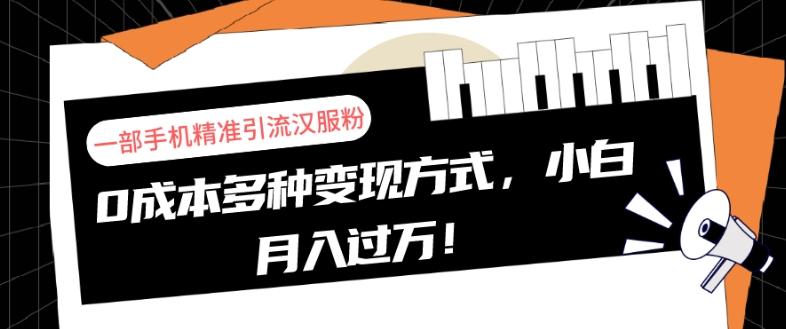 一部手机精准引流汉服粉，0成本多种变现方式，小白月入过万！-知识创作