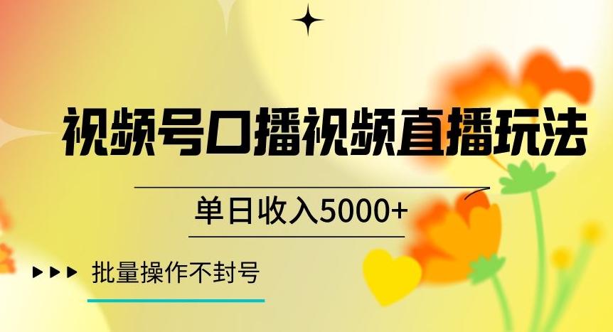 视频号囗播视频直播玩法，单日收入5000+，批量操作不封号【揭秘】-知识创作