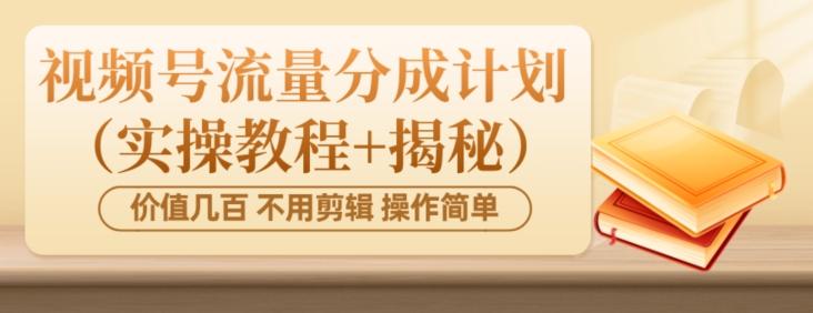 价值几百上千不用剪辑简单操作视频号流量分成计划（实操教程+揭秘）-知识创作