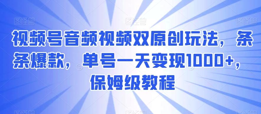 视频号音频视频双原创玩法，条条爆款，单号一天变现1000+，保姆级教程【揭秘】-知识创作