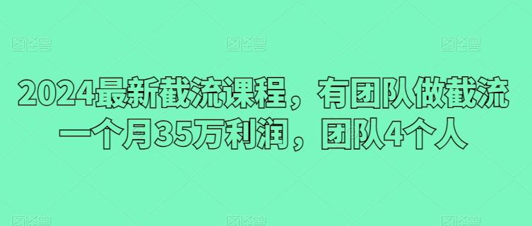 2024最新截流课程，有团队做截流一个月35万利润，团队4个人-知识创作