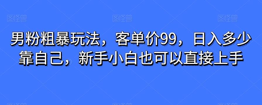 男粉粗暴玩法，客单价99，日入多少靠自己，新手小白也可以直接上手-知识创作