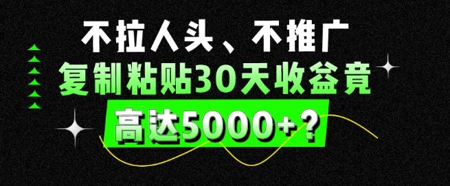 不拉人头、不推广，复制粘贴30天收益竟高达5000+？-知识创作
