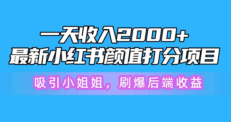 一天收入2000+，最新小红书颜值打分项目，吸引小姐姐，刷爆后端收益-知识创作