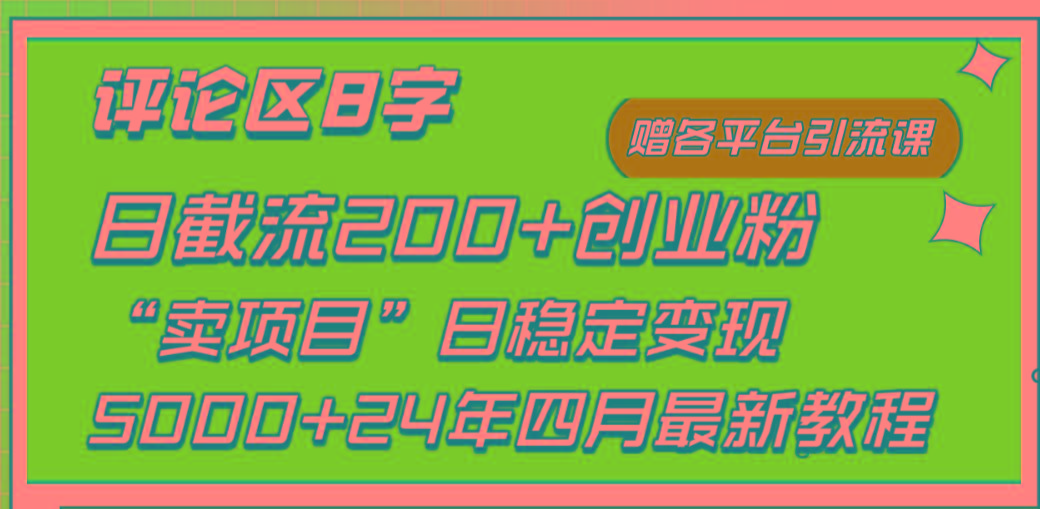(9851期)评论区8字日载流200+创业粉  日稳定变现5000+24年四月最新教程！-知识创作