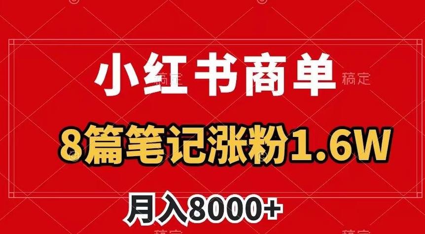 小红书商单最新玩法，8篇笔记涨粉1.6w，作品制作简单，月入8000+【揭秘】-知识创作