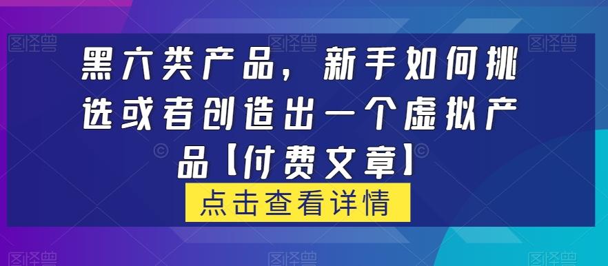 黑六类虚拟产品，新手如何挑选或者创造出一个虚拟产品【付费文章】-知识创作