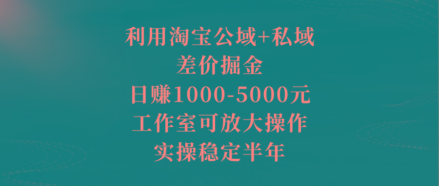 利用淘宝公域+私域差价掘金，日赚1000-5000元，工作室可放大操作，实操…-知识创作