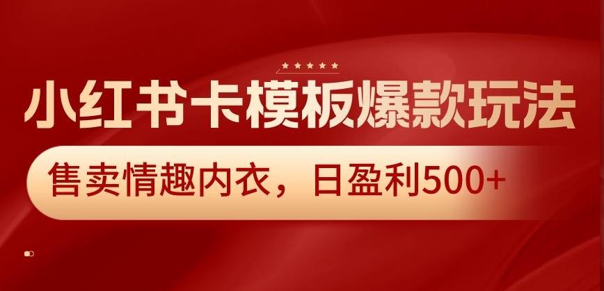 小红书卡模板爆款玩法，售卖情趣内衣，日盈利500+【揭秘】-知识创作
