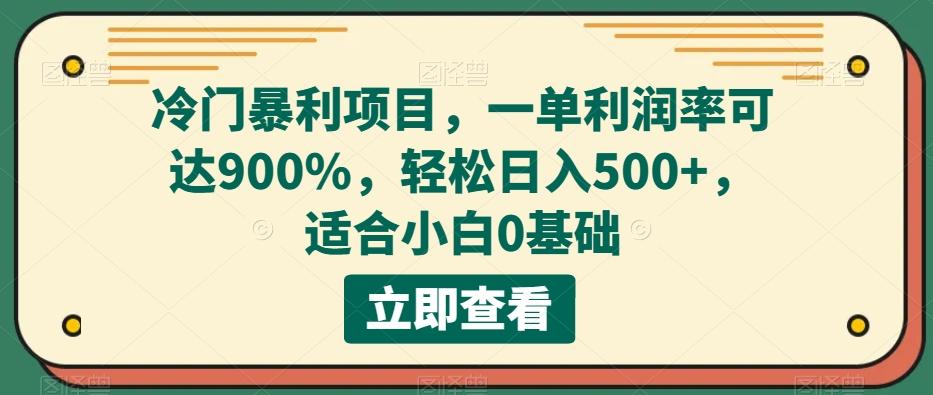 冷门暴利项目，一单利润率可达900%，轻松日入500+，适合小白0基础-知识创作