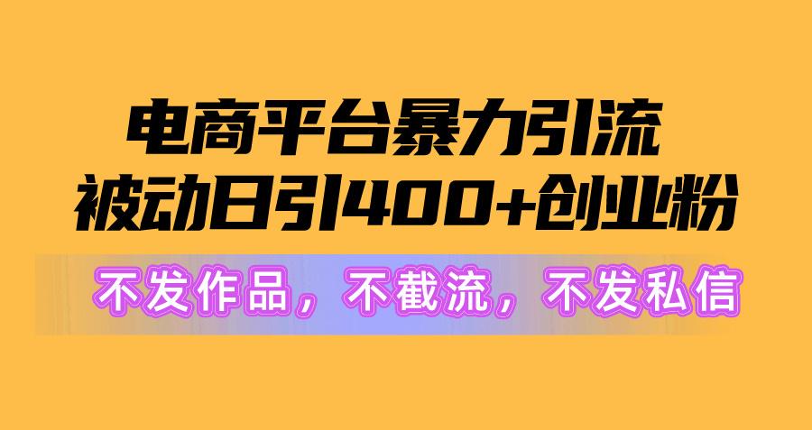 电商平台暴力引流,被动日引400+创业粉不发作品，不截流，不发私信-知识创作