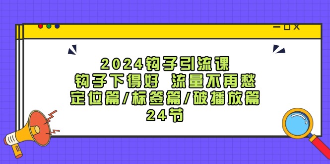 2024钩子引流课：钩子下得好流量不再愁，定位篇/标签篇/破播放篇/24节-知识创作