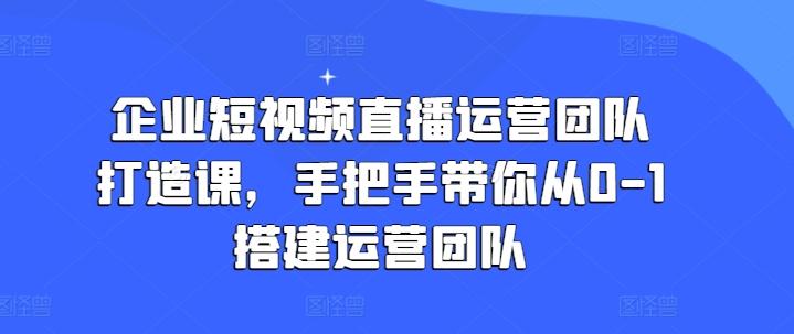 企业短视频直播运营团队打造课，手把手带你从0-1搭建运营团队-知识创作