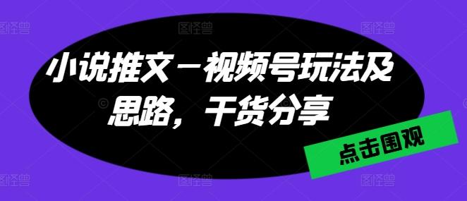 小说推文—视频号玩法及思路，干货分享-知识创作