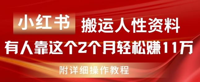 小红书搬运人性资料，有人靠这个2个月轻松赚11w，附教程【揭秘】-知识创作