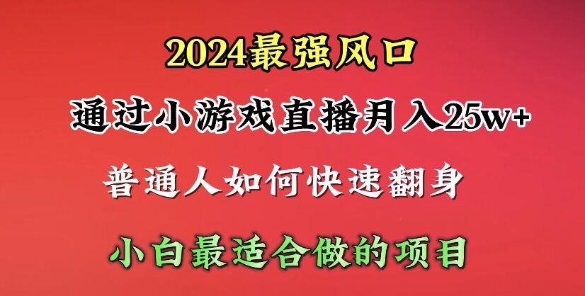 (10020期)2024年最强风口，通过小游戏直播月入25w+单日收益5000+小白最适合做的项目-知识创作
