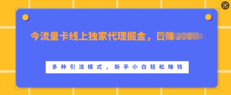 流量卡线上独家代理掘金，日入1k+ ，多种引流模式，新手小白轻松上手【揭秘】-知识创作