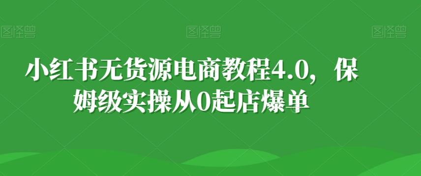 小红书无货源电商教程4.0，保姆级实操从0起店爆单【拆解】-知识创作