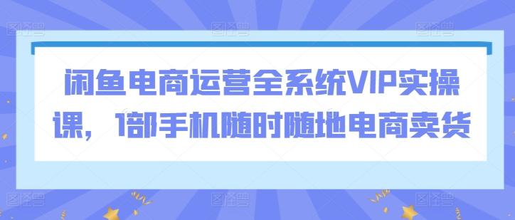 闲鱼电商运营全系统VIP实操课，1部手机随时随地电商卖货-知识创作