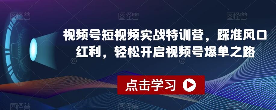 视频号短视频实战特训营，踩准风口红利，轻松开启视频号爆单之路-知识创作
