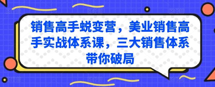 销售高手蜕变营，美业销售高手实战体系课，三大销售体系带你破局-知识创作