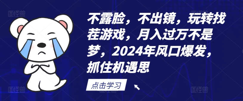 不露脸，不出镜，玩转找茬游戏，月入过万不是梦，2024年风口爆发，抓住机遇【揭秘】-知识创作