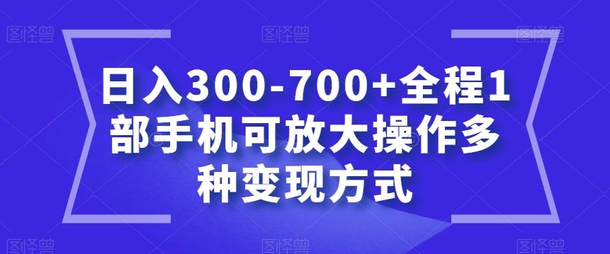 日入300-700+全程1部手机可放大操作多种变现方式【揭秘】-知识创作