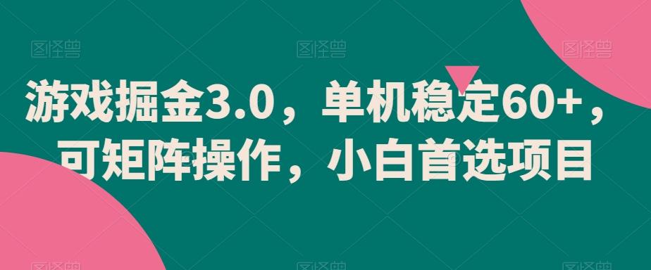 游戏掘金3.0，单机稳定60+，可矩阵操作，小白首选项目【揭秘】-知识创作