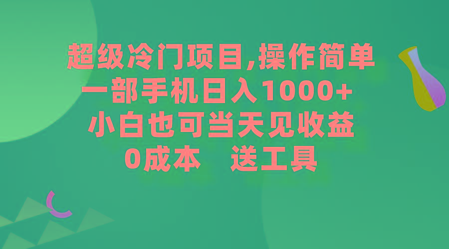 (9291期)超级冷门项目,操作简单，一部手机轻松日入1000+，小白也可当天看见收益-知识创作
