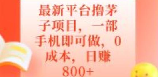 最新平台撸茅子项目，一部手机即可做，0成本，日赚800+-知识创作