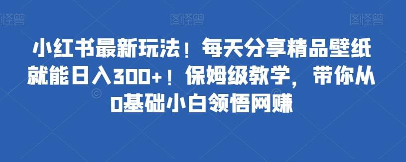 小红书最新玩法！每天分享精品壁纸就能日入300+！保姆级教学，带你从0基础小白领悟网赚-知识创作
